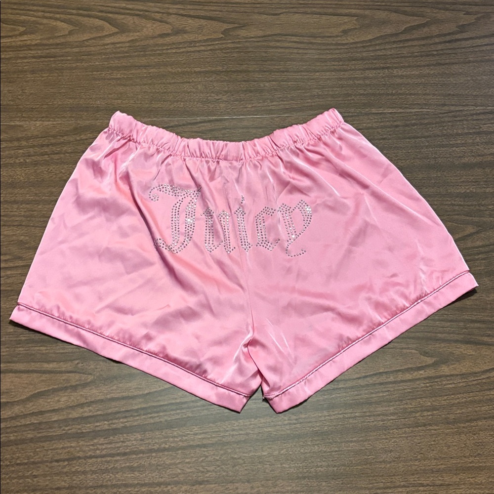 LAST CHANCE Juicy Culture XL Pink Satin Pajama Shorts Bottoms